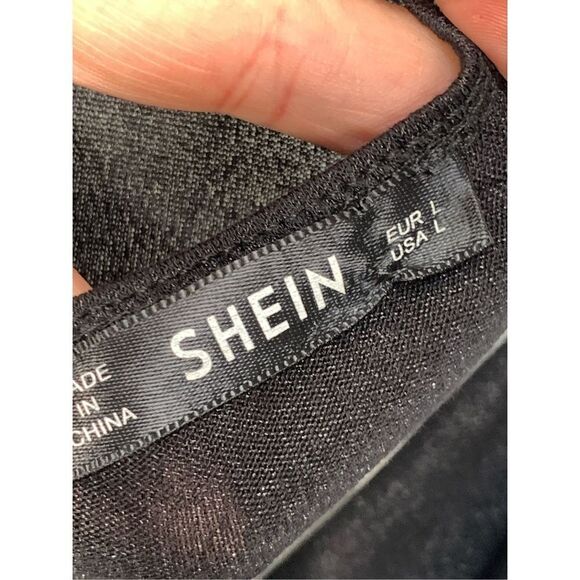 SHEIN Women's Glitter Tank Crisscross Swoop Bodysuit Black Large NWOT - Picture 8 of 8